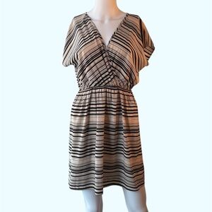 Francesca’s cream and black striped dress Size Medium